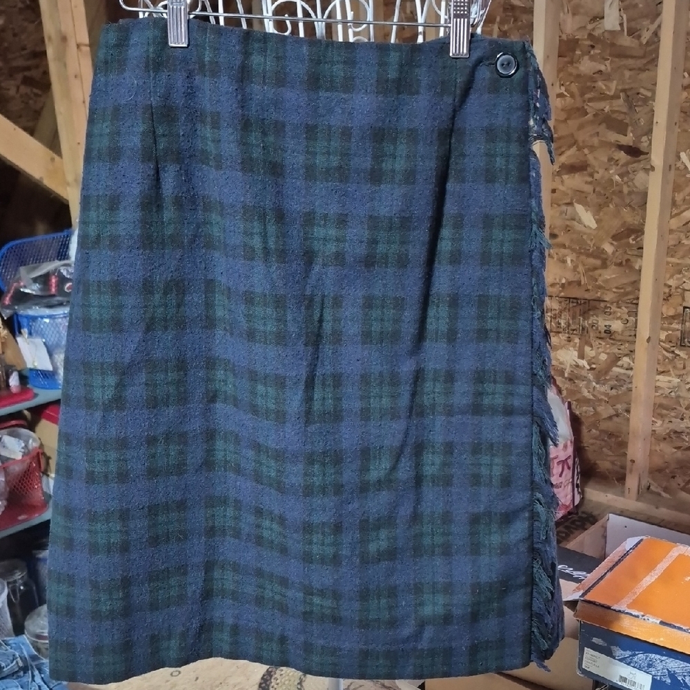 NorthStyle Green and Blue Plaid A-Line Skirt